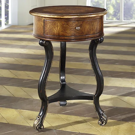 Round Accent Table with Drawer